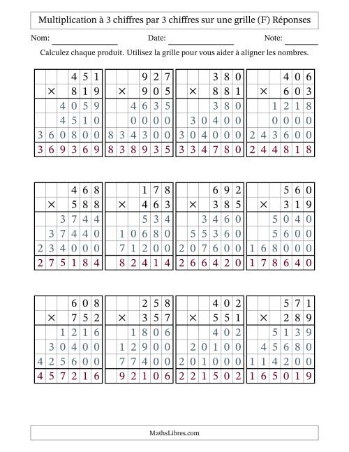 Multiplication à 3 chiffres par 3 chiffres avec le support d'une grille (F) page 2