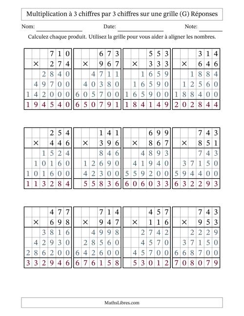Multiplication à 3 chiffres par 3 chiffres avec le support d'une grille (G) page 2