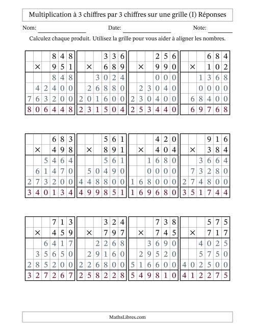 Multiplication à 3 chiffres par 3 chiffres avec le support d'une grille (I) page 2