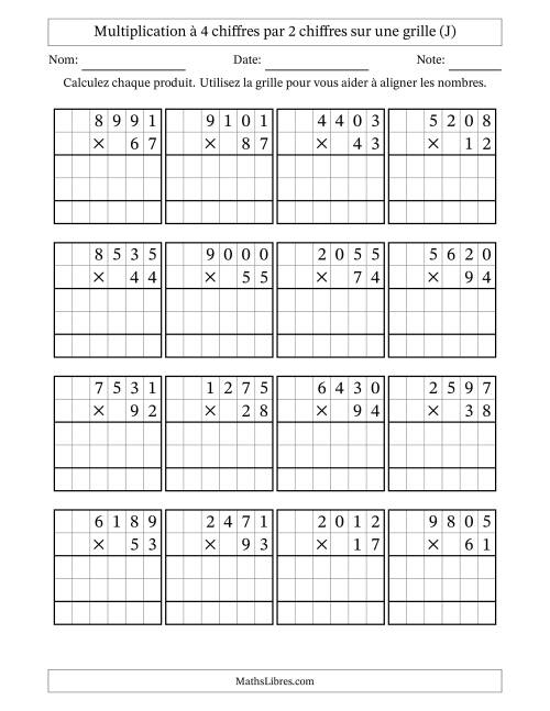 Multiplication de Nombres à 4 Chiffres par des Nombres à 2 Chiffres (J)