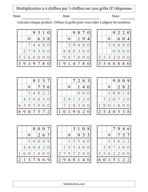 Multiplication à 4 chiffres par 3 chiffres avec le support d'une grille (F) page 2