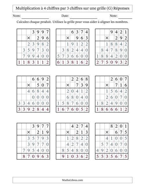 Multiplication à 4 chiffres par 3 chiffres avec le support d'une grille (G) page 2
