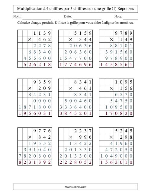 Multiplication à 4 chiffres par 3 chiffres avec le support d'une grille (I) page 2