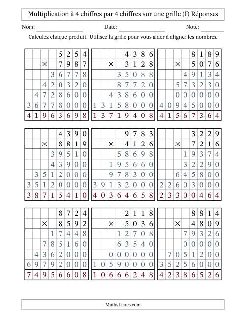 Multiplication à 4 chiffres par 4 chiffres avec le support d'une grille (I) page 2