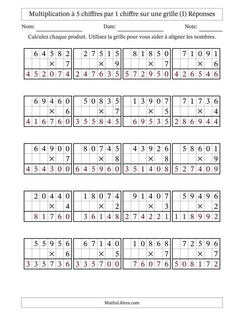 Multiplication à 5 chiffres par 1 chiffre avec le support d'une grille (I) page 2