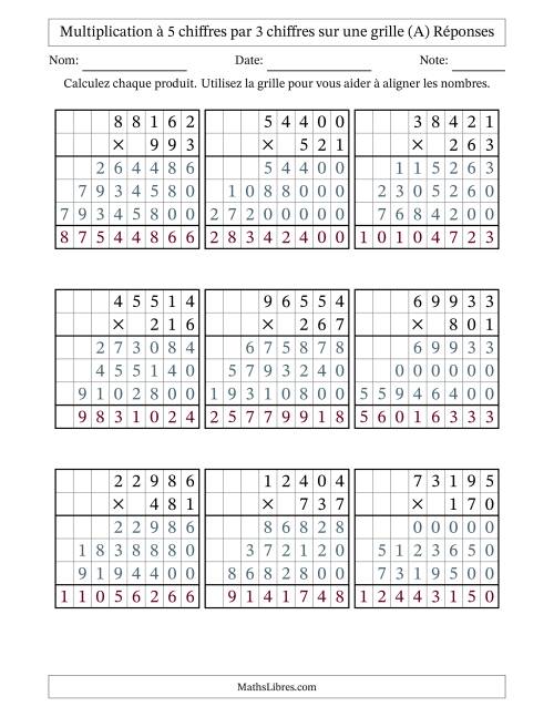Multiplication à 5 chiffres par 3 chiffres avec le support d'une grille (A) page 2