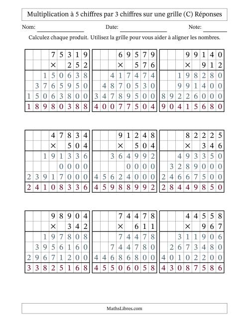 Multiplication à 5 chiffres par 3 chiffres avec le support d'une grille (C) page 2