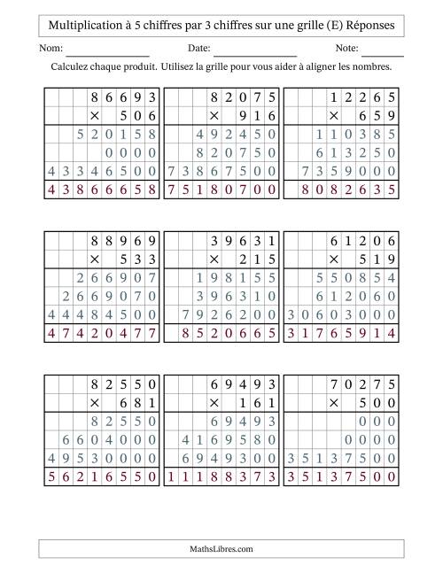 Multiplication à 5 chiffres par 3 chiffres avec le support d'une grille (E) page 2