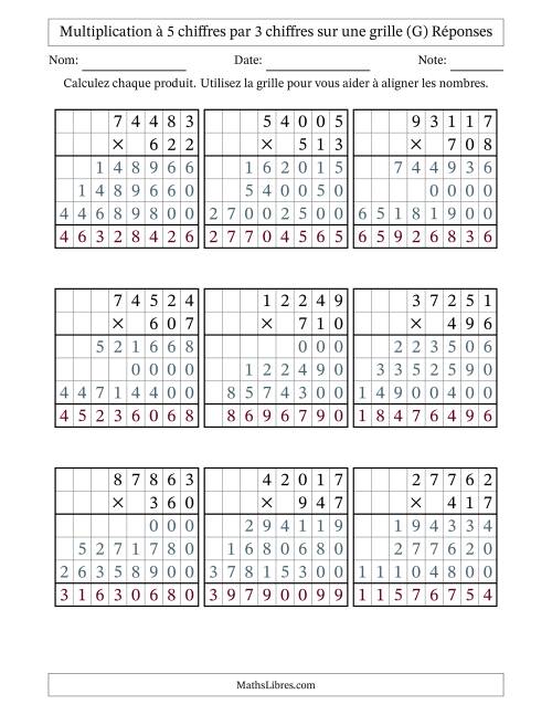 Multiplication à 5 chiffres par 3 chiffres avec le support d'une grille (G) page 2