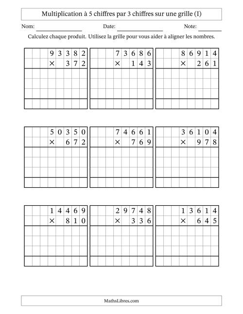 Multiplication à 5 chiffres par 3 chiffres avec le support d'une grille (I)