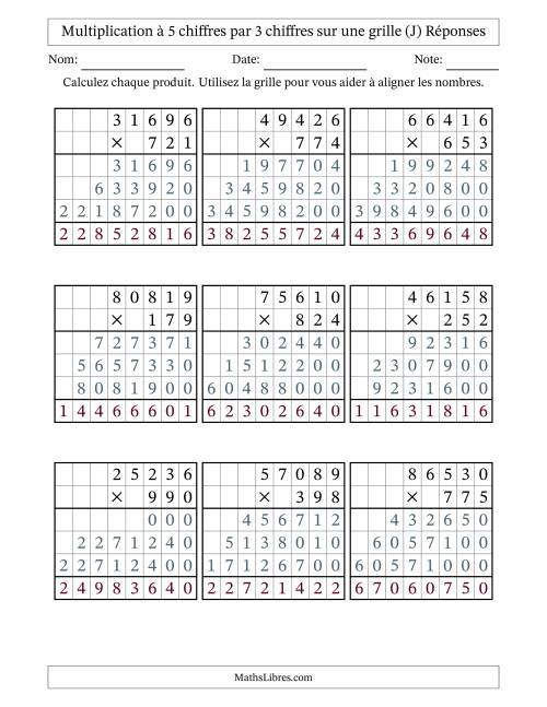 Multiplication à 5 chiffres par 3 chiffres avec le support d'une grille (J) page 2