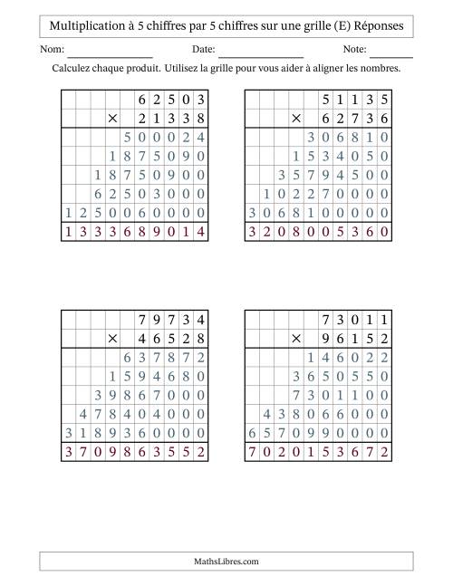 Multiplication à 5 chiffres par 5 chiffres avec le support d'une grille (E) page 2
