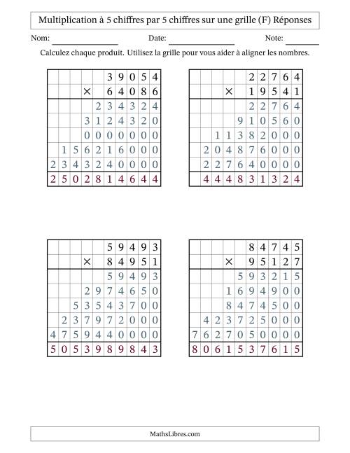 Multiplication à 5 chiffres par 5 chiffres avec le support d'une grille (F) page 2