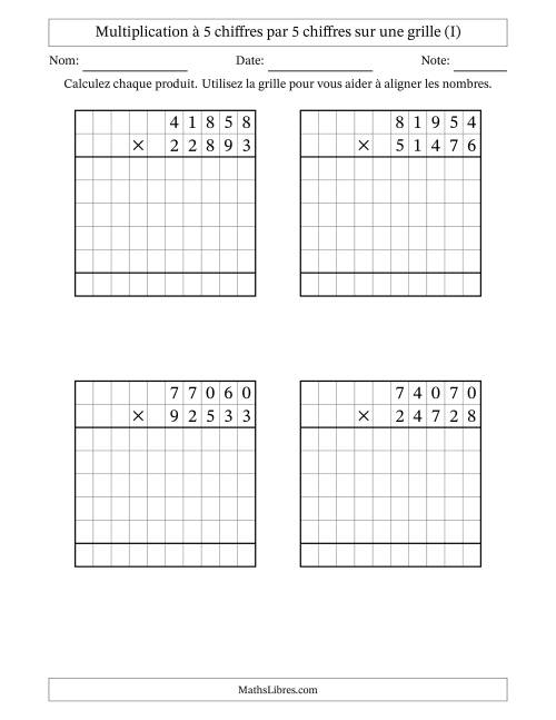 Multiplication à 5 chiffres par 5 chiffres avec le support d'une grille (I)