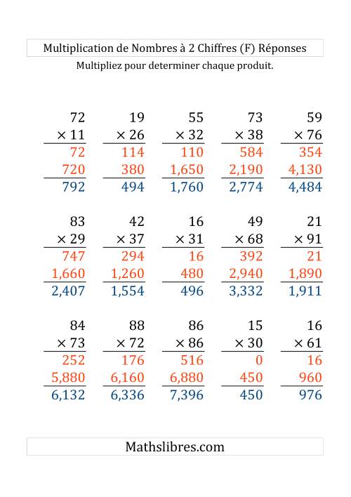 Multiplication de Nombres à 2 Chiffres par des Nombres à 2 Chiffres (Gros Caractère) (F) page 2