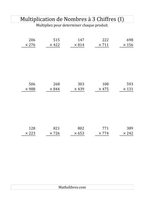 Multiplication de Nombres à 3 Chiffres par des Nombres à 3 Chiffres (I)