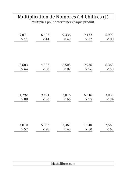 Multiplication de Nombres à 4 Chiffres par des Nombres à 2 Chiffres (Grand Format) (J)