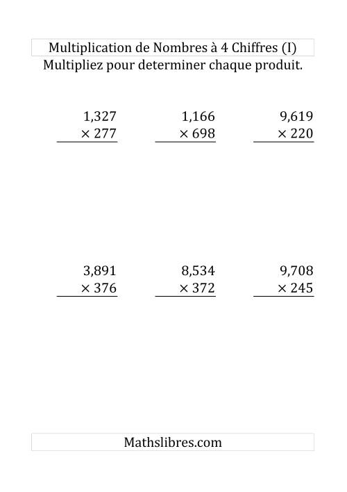 Multiplication de Nombres à 4 Chiffres par des Nombres à 3 Chiffres (Gros Caractère) (I)