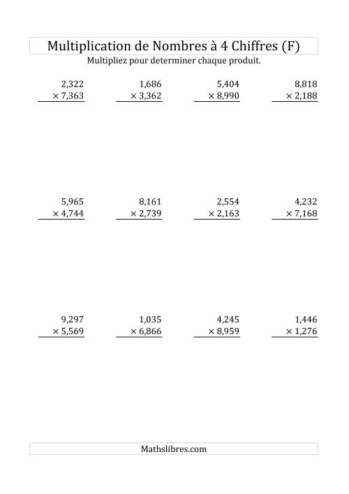 Multiplication de Nombres à 4 Chiffres par des Nombres à 4 Chiffres (F)