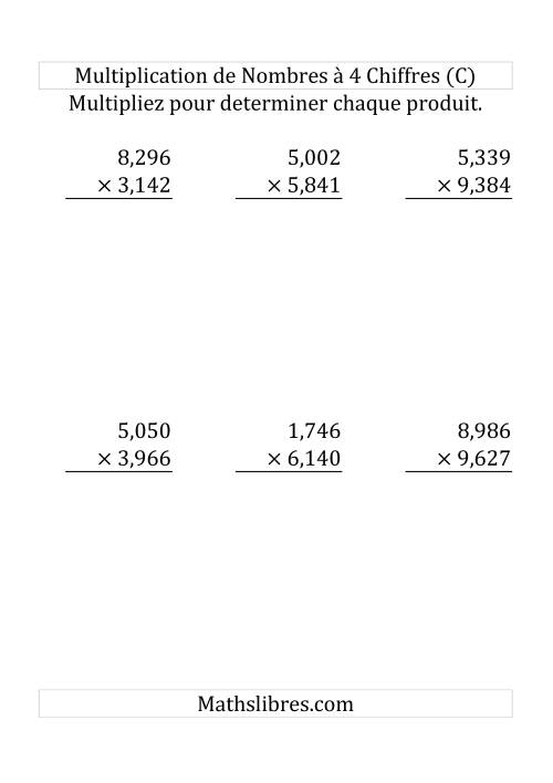 Multiplication de Nombres à 4 Chiffres par des Nombres à 4 Chiffres (Gros Caractère) (C)