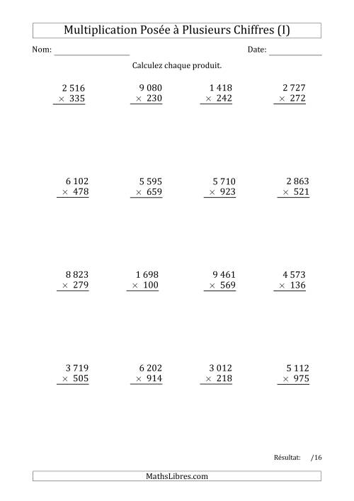 Multiplication d'un Nombre à 4 Chiffres par un Nombre à 3 Chiffres avec une Espace comme Séparateur de Milliers (I)