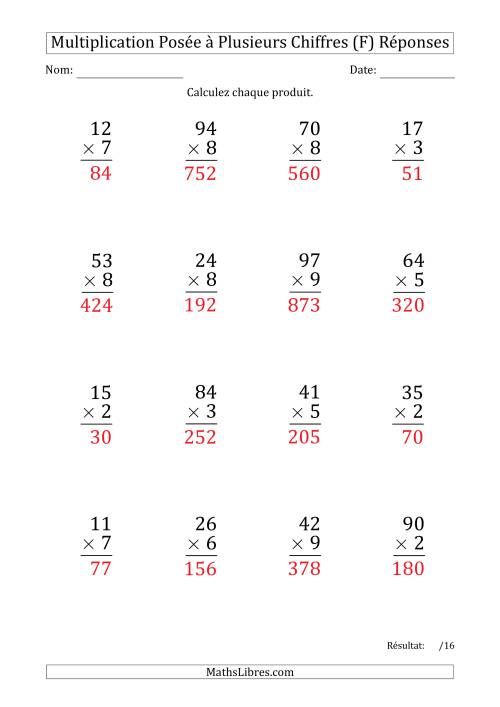 Multiplication d'un Nombre à 2 Chiffres par un Nombre à 1 Chiffre (Gros Caractère) avec un Point comme Séparateur de Milliers (F) page 2