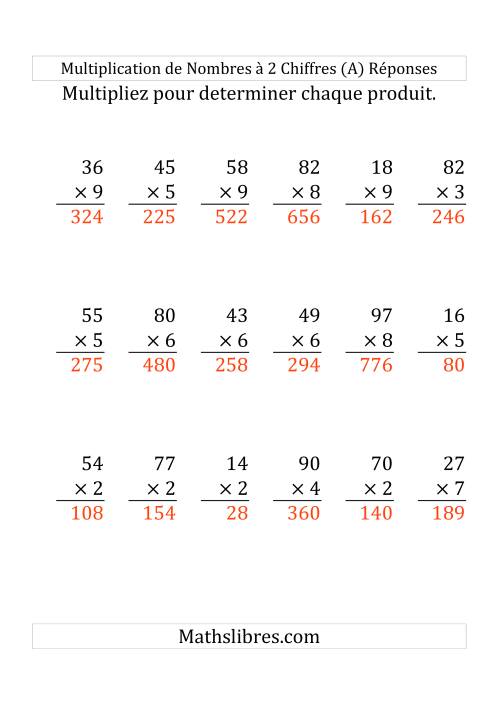 Multiplication de Nombres à 2 Chiffres par des Nombres à 1 Chiffre (Grand Format) (Grand Format) page 2