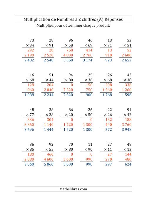 Multiplication de Nombres à 2 Chiffres par des Nombres à 2 Chiffres (Ancien) page 2
