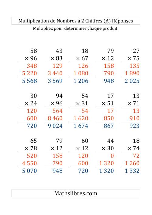 Multiplication de Nombres à 2 Chiffres par des Nombres à 2 Chiffres (Grand Format) (Grand Format) page 2