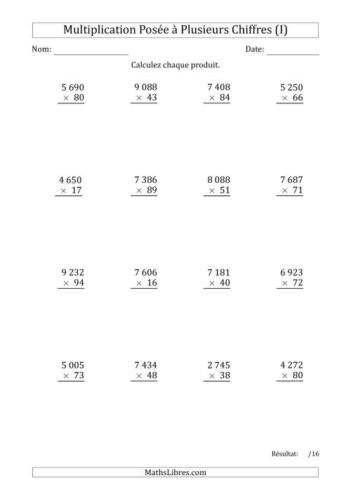 Multiplication d'un Nombre à 4 Chiffres par un Nombre à 2 Chiffres avec une Espace comme Séparateur de Milliers (I)