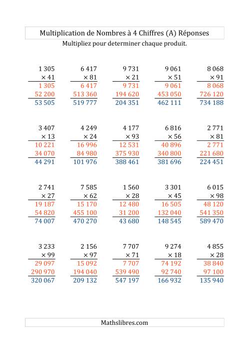 Multiplication de Nombres à 4 Chiffres par des Nombres à 2 Chiffres (Ancien) page 2