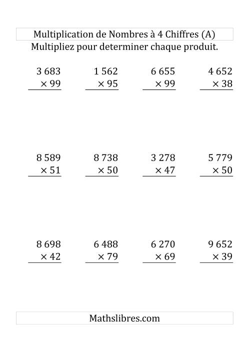 Multiplication de Nombres à 4 Chiffres par des Nombres à 2 Chiffres (Grand Format) (Grand Format)