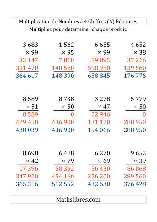 Multiplication de Nombres à 4 Chiffres par des Nombres à 2 Chiffres (Grand Format) (Grand Format) page 2