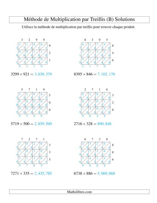 Multiplication de Nombres à 4 Chiffres par des Nombres à 3 Chiffres (B) page 2