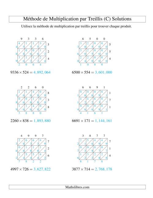 Multiplication de Nombres à 4 Chiffres par des Nombres à 3 Chiffres (C) page 2