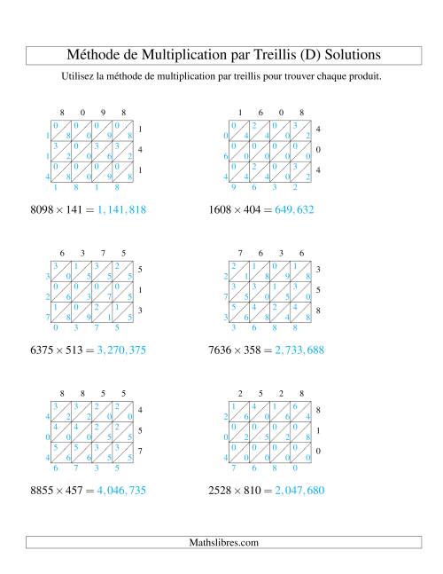 Multiplication de Nombres à 4 Chiffres par des Nombres à 3 Chiffres (D) page 2