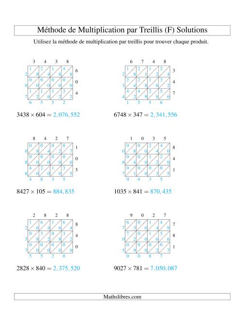 Multiplication de Nombres à 4 Chiffres par des Nombres à 3 Chiffres (F) page 2