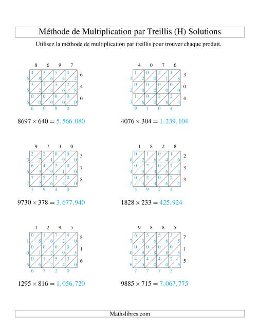 Multiplication de Nombres à 4 Chiffres par des Nombres à 3 Chiffres (H) page 2