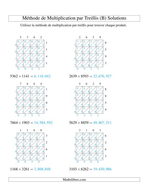 Multiplication de Nombres à 4 Chiffres par des Nombres à 4 Chiffres (B) page 2
