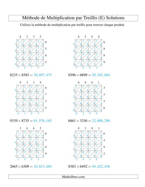Multiplication de Nombres à 4 Chiffres par des Nombres à 4 Chiffres (E) page 2