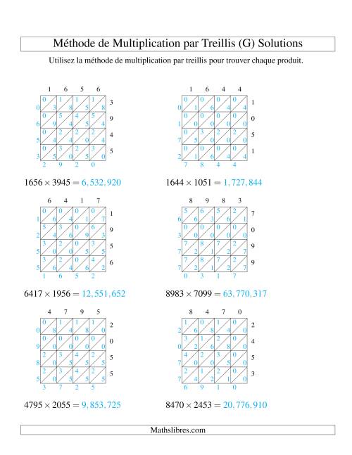 Multiplication de Nombres à 4 Chiffres par des Nombres à 4 Chiffres (G) page 2