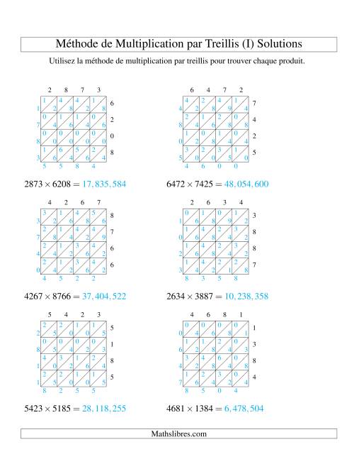 Multiplication de Nombres à 4 Chiffres par des Nombres à 4 Chiffres (I) page 2