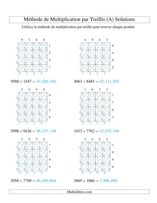 Multiplication de Nombres à 4 Chiffres par des Nombres à 4 Chiffres (Tout) page 2