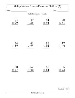 Fiches D Exercices Sur La Multiplication Posee