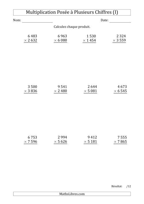 Multiplication d'un Nombre à 4 Chiffres par un Nombre à 4 Chiffres avec une Espace comme Séparateur de Milliers (I)