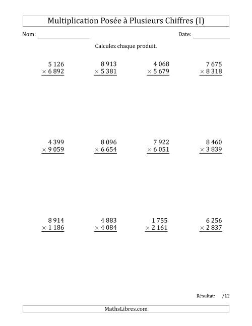 Multiplication d'un Nombre à 4 Chiffres par un Nombre à 4 Chiffres avec une Espace comme Séparateur de Milliers (I)