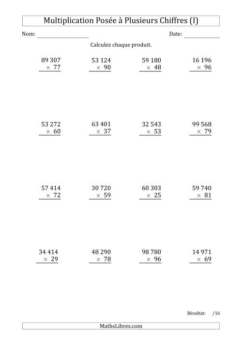 Multiplication d'un Nombre à 5 Chiffres par un Nombre à 2 Chiffres avec une Espace comme Séparateur de Milliers (I)