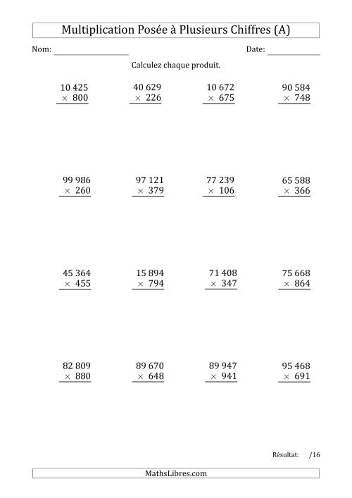 Multiplication d'un Nombre à 5 Chiffres par un Nombre à 3 Chiffres avec une Espace comme Séparateur de Milliers (A)
