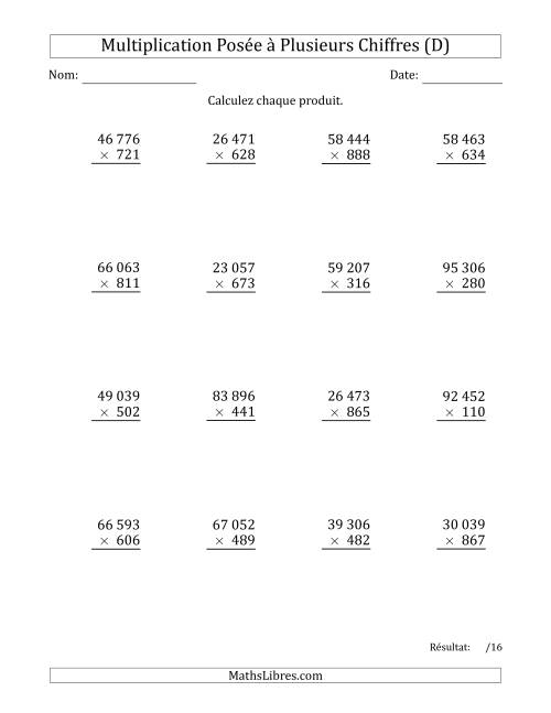 Multiplication d'un Nombre à 5 Chiffres par un Nombre à 3 Chiffres avec une Espace comme Séparateur de Milliers (D)