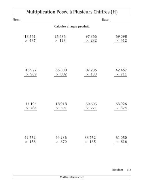 Multiplication d'un Nombre à 5 Chiffres par un Nombre à 3 Chiffres avec une Espace comme Séparateur de Milliers (H)